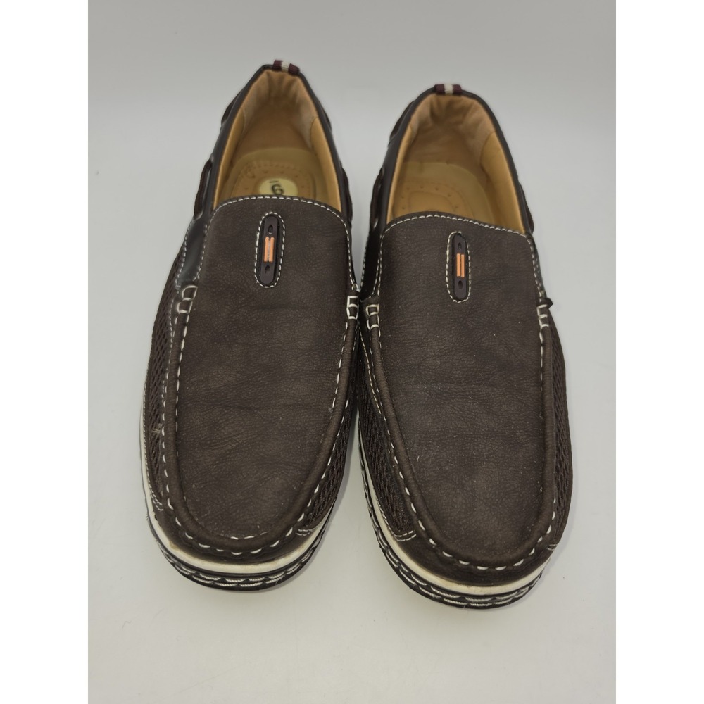 Brixton Dacio Men's Faux Leather Slip-On Boat Loafers in Dark Brown Size 9